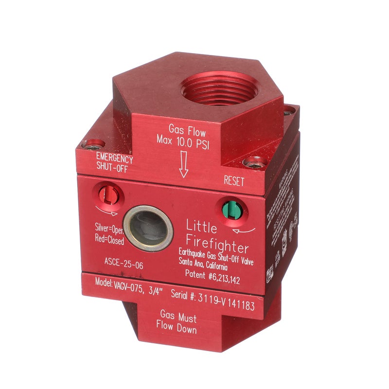 Watts Little Firefighter Earthquake Gas Shutoff Vertical Valve for Natural Gas and Propane Lines, 3/4" Connection, 5.4 Magnitude, Bracket and Assembly Kit, Silver - Image 3